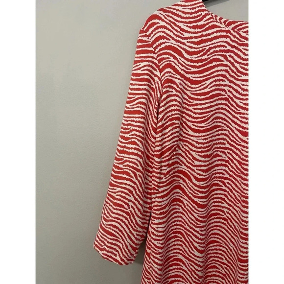 J McLaughlin Sophia Dress Women’s Large Orange Catalina Cloth Sheath Radio Waves - Picture 8 of 15